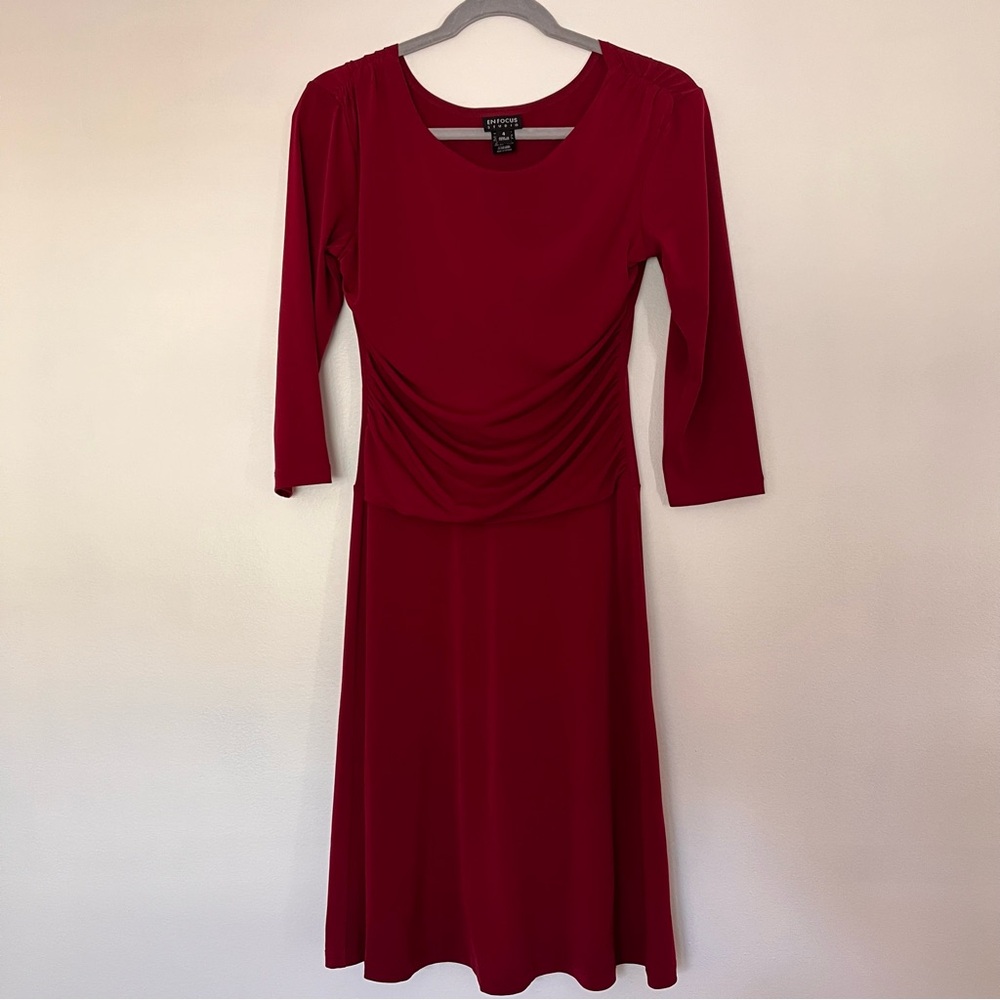 Enfocus Studio red  3/4 Sleeve Shift Dress Size 4